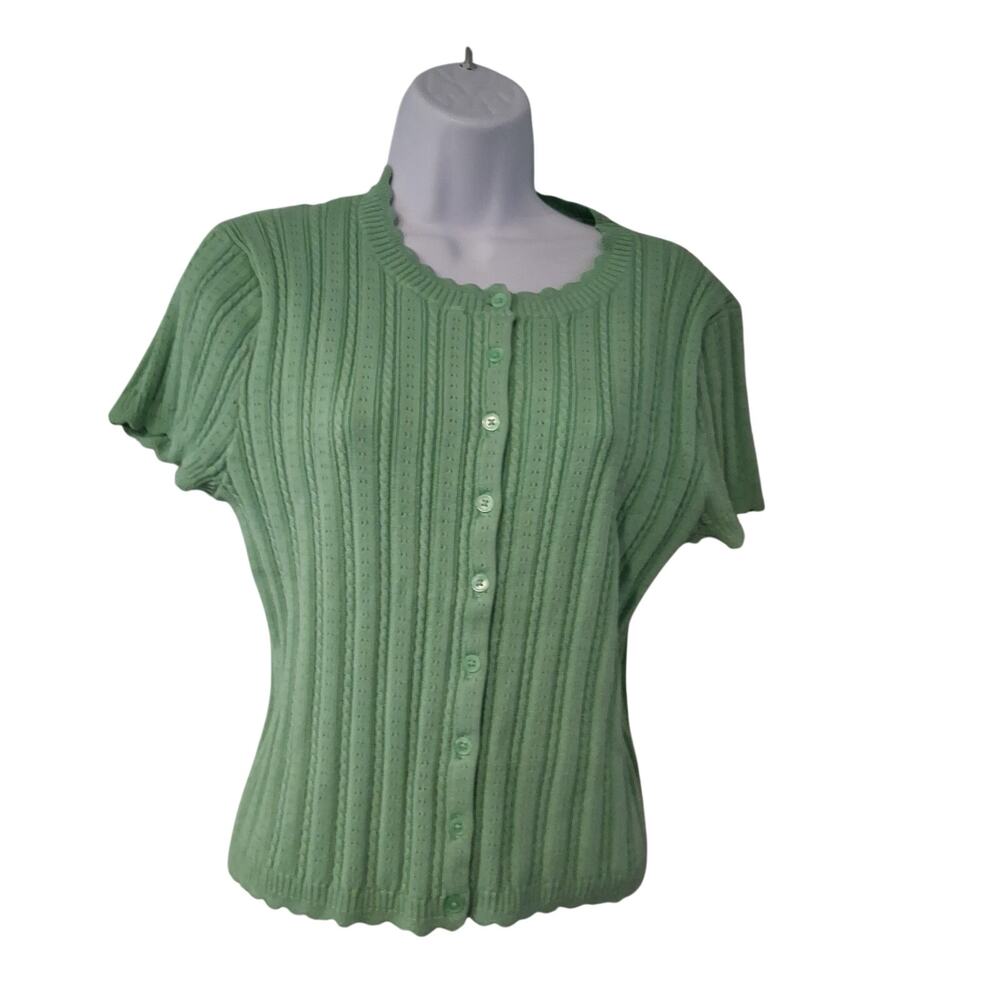 J Crew nwot new Jackie Pointelle cardigan sweater womens M Matcha Macaron crop